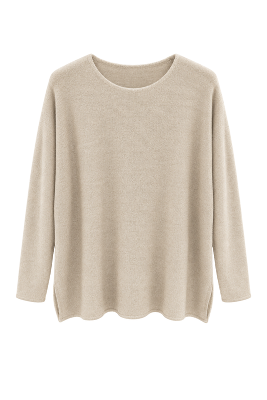 Soft Rundhals Pullover beige, Gr. 38-46
