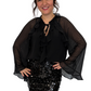 Schwarze Rüschenbluse mit Glitzer-Details, gr. 36-48
