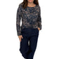 Langarmshirt mit Leopardenmuster blau/beige, Gr. 34-40