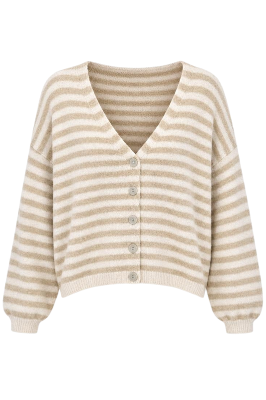 Streifen Cardigan „Amélie“ – beige/creme, Gr. 36-42