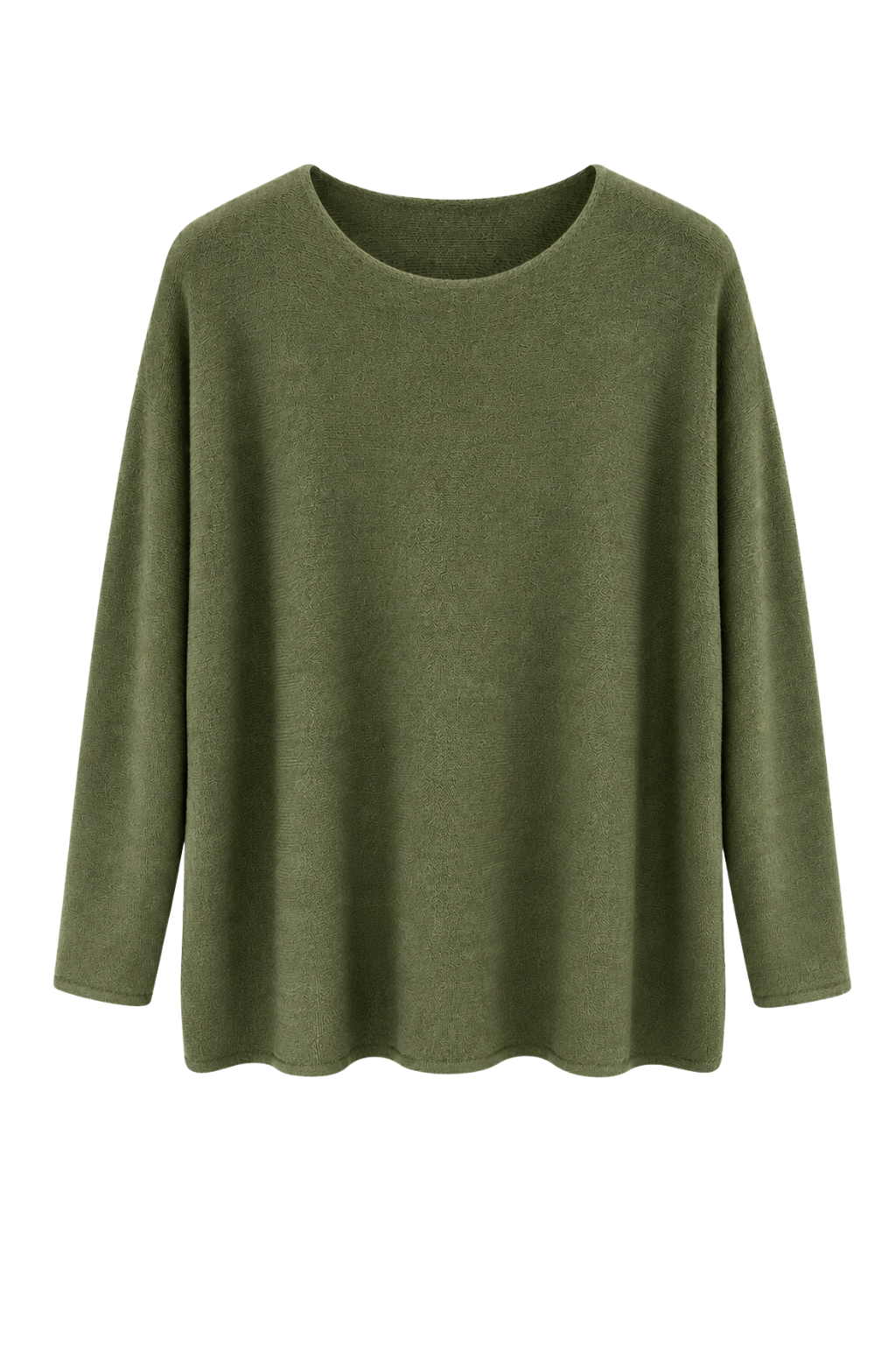 Soft Rundhals Pullover oliv, Gr. 38-46