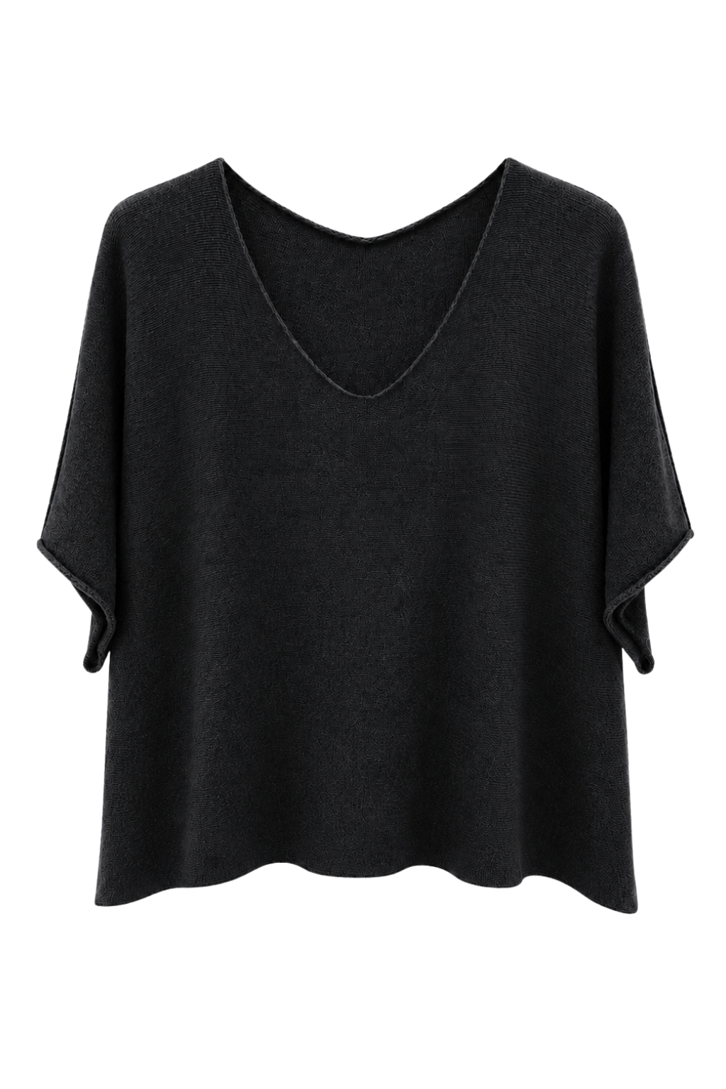 Basic Pullover "Lena" V-Ausschnitt  schwarz, Gr. 36-42