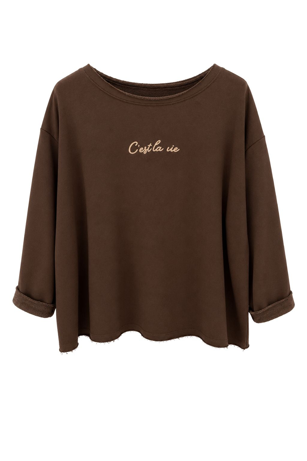 C'est la vie Sweatshirt schokobraun, Gr. 34-42