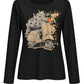 Langarmshirt „Dolce Vita“ mit Rollermotiv schwarz/braun, Gr. 34-38