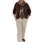 Shirt mit Leo-Schal schokobraun, Gr. 36-44