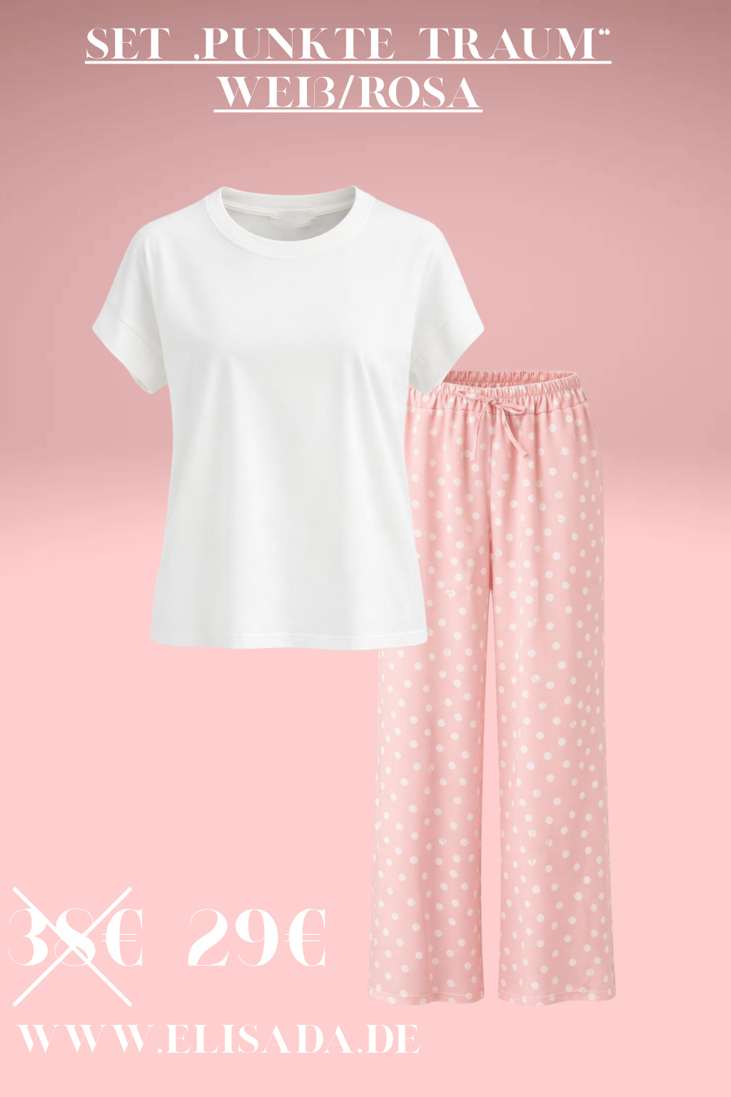 Set „Punkte Traum“ weiß/rosa, Gr. 36-42