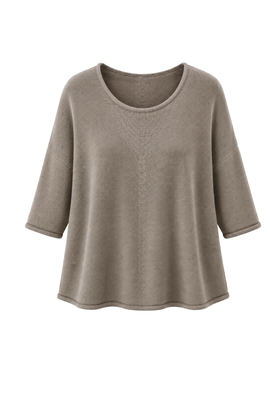 Basic Pullover "Lena" Rundhalsauschnitt  taupe, Gr. 36-42