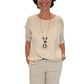 Lässiges Shirt mit Schmuckkette beige, Gr. 36-42