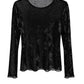 Semi-Transparentes Samt Longsleeve schwarz, Gr. 36-42