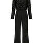Schwarzer Pailletten-Jumpsuit mit raffiniertem Rückenausschnitt