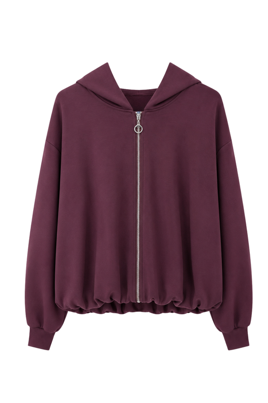 Hoodie-Jacke aubergine , Gr. 36-42