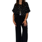 Blusenshirt mit Polka-Dots schwarz, Gr. 36-42