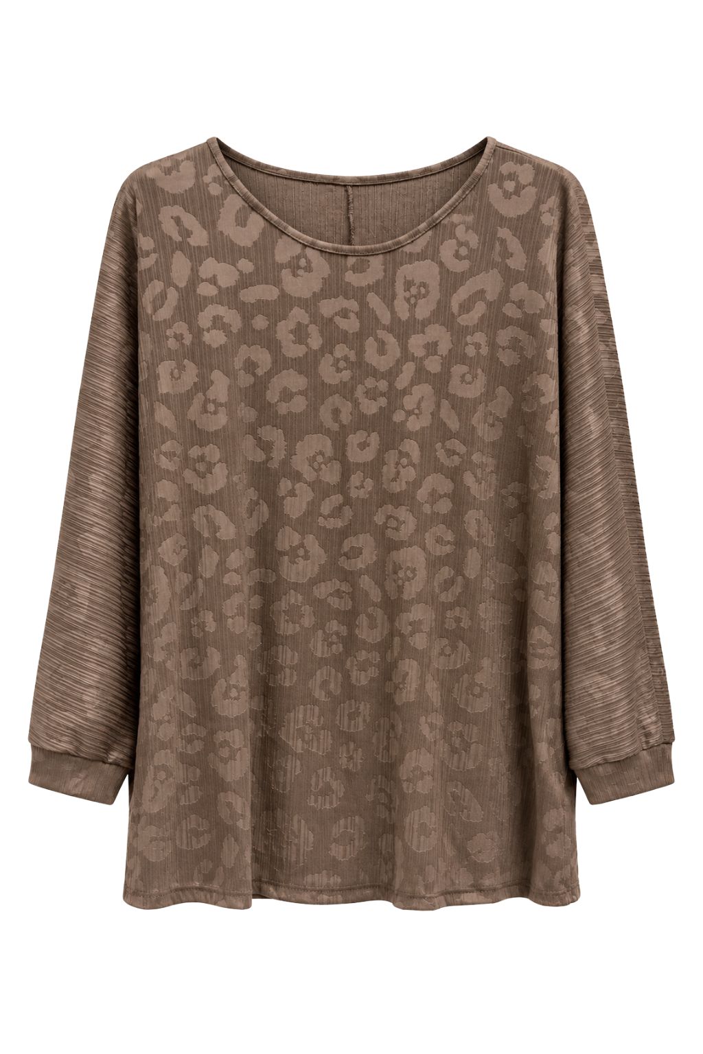 Lockeres Strukturshirt mit Leo-Muster braun, Gr. 38-44
