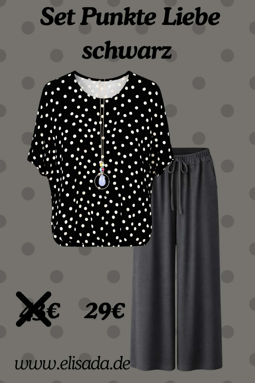 Set Punkte Liebe schwarz, Gr. 36-44