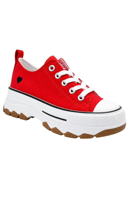 Plateau Sneaker mit Herzdetail rot, Gr. 36-41