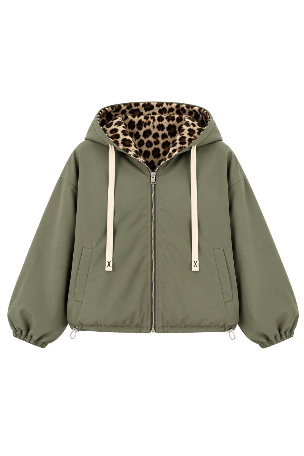 Wendejacke mit Kapuze oliv, Gr. 34.42