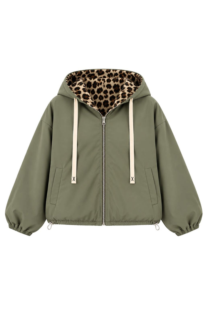 Wendejacke mit Kapuze oliv, Gr. 34.42