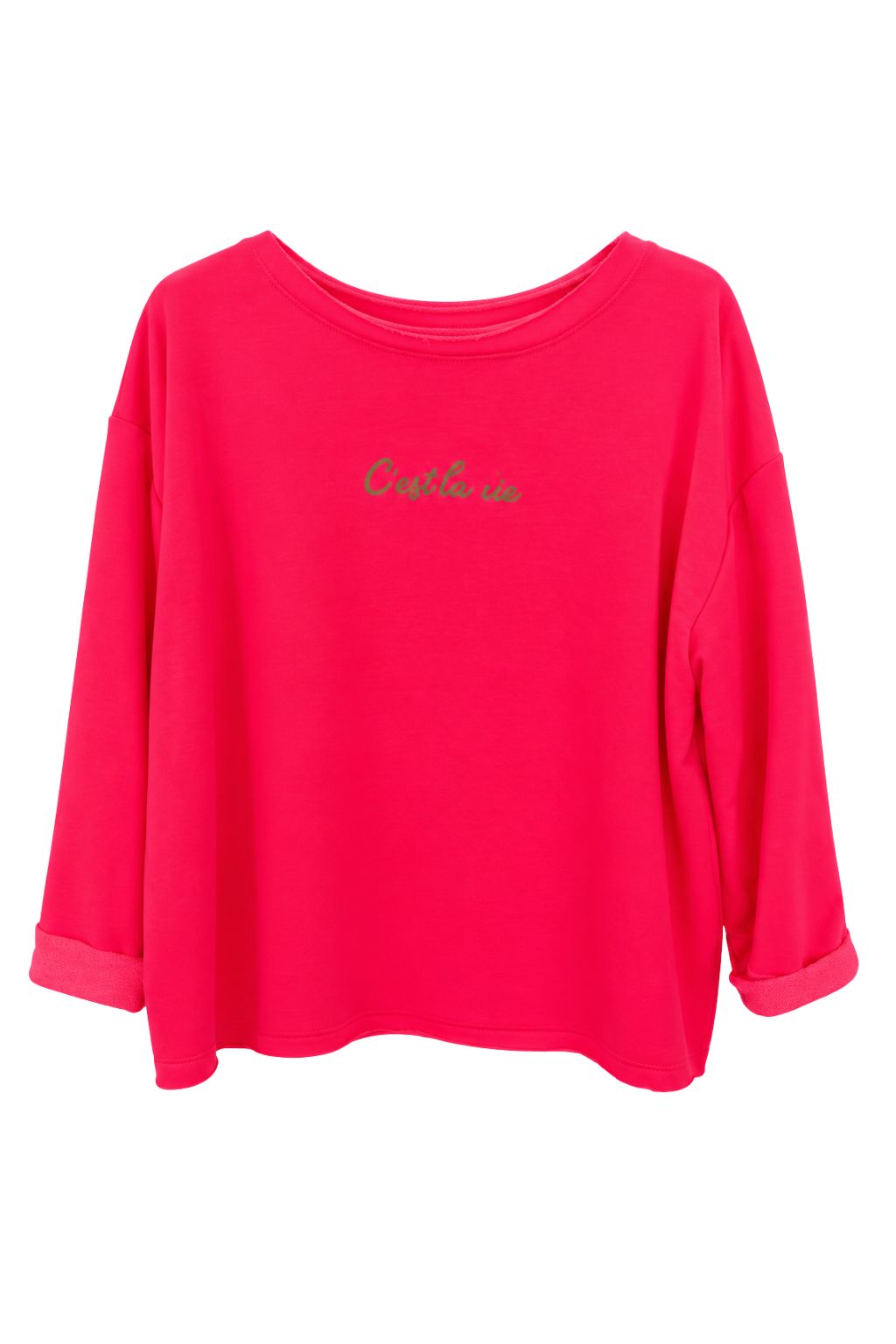 C'est la vie Sweatshirt neonpink, Gr. 34-42