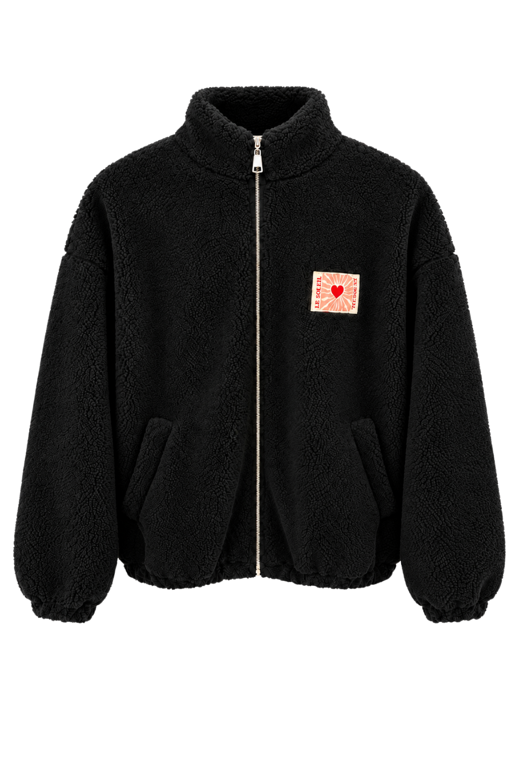 Teddy Fleece Jacke schwarz, Gr. 34-42
