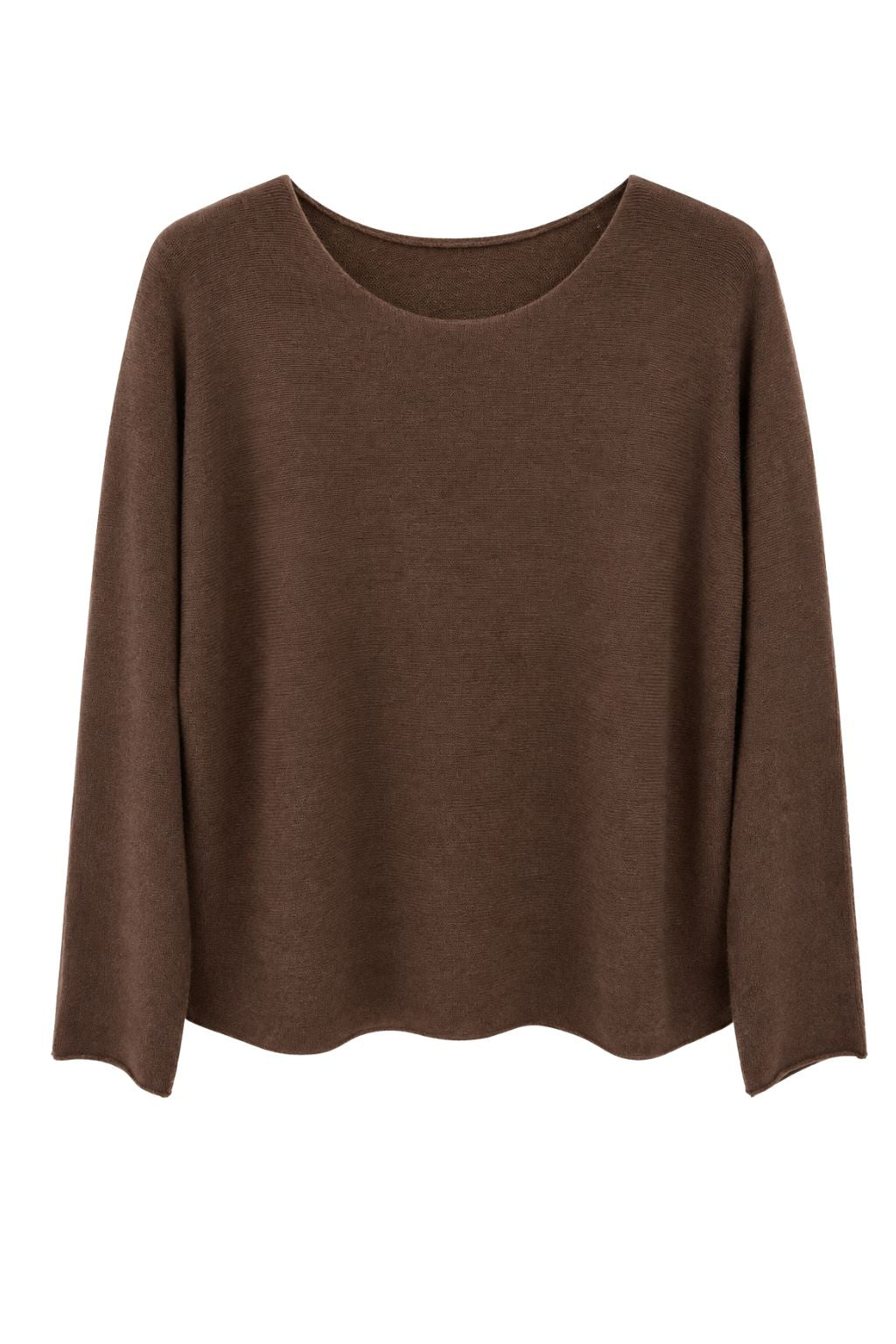 Basic Feinstrickpullover schokobraun Rundhalsausschnitt, Gr. 36-42