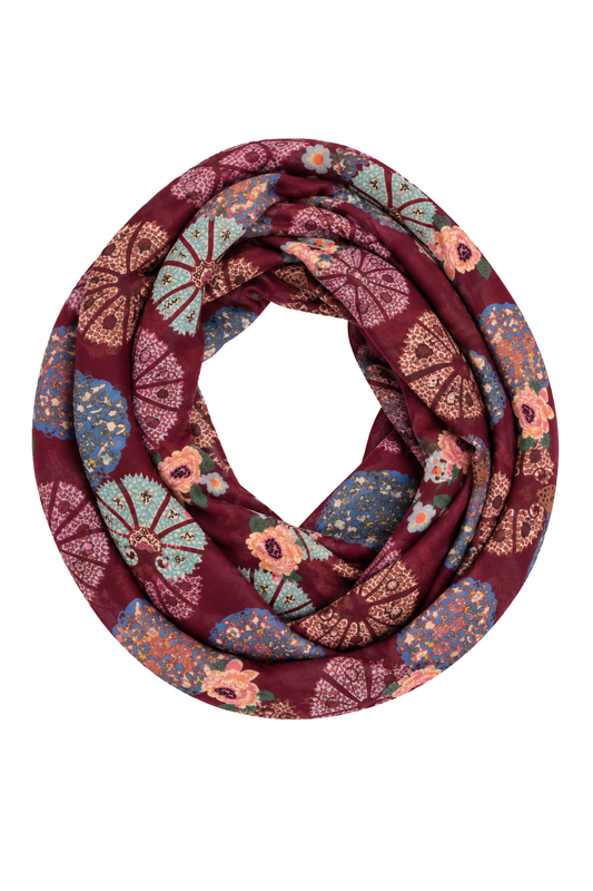Loop-Tuch Boho Bloom bordeaux