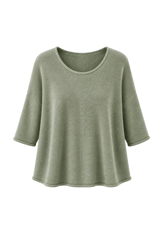 Basic Pullover "Lena" Rundhalsauschnitt  salbei, Gr. 36-42