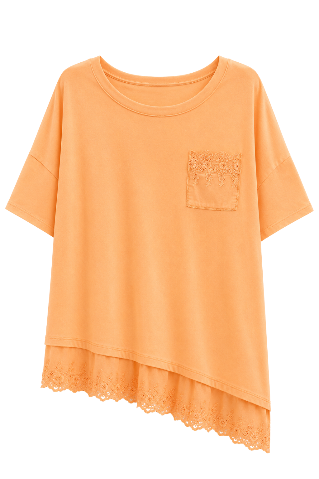 Shirt mit Spitzen-Details apricot, Gr. 38-44