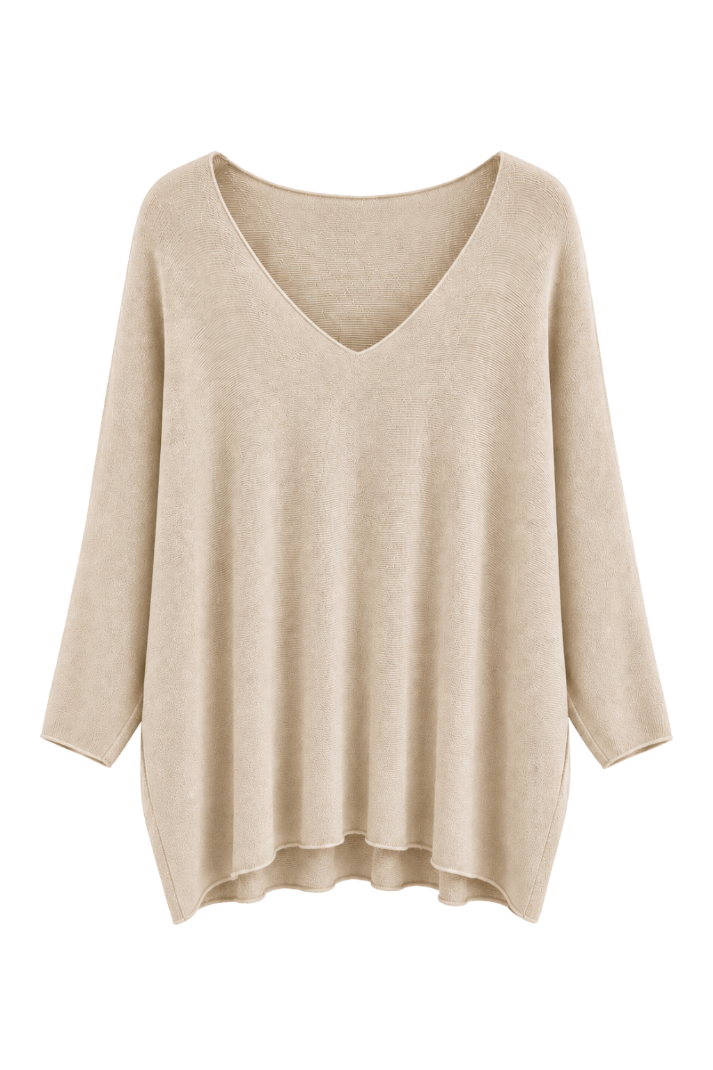 Pullover Mila V-Ausschnitt beige, Gr. 38-46