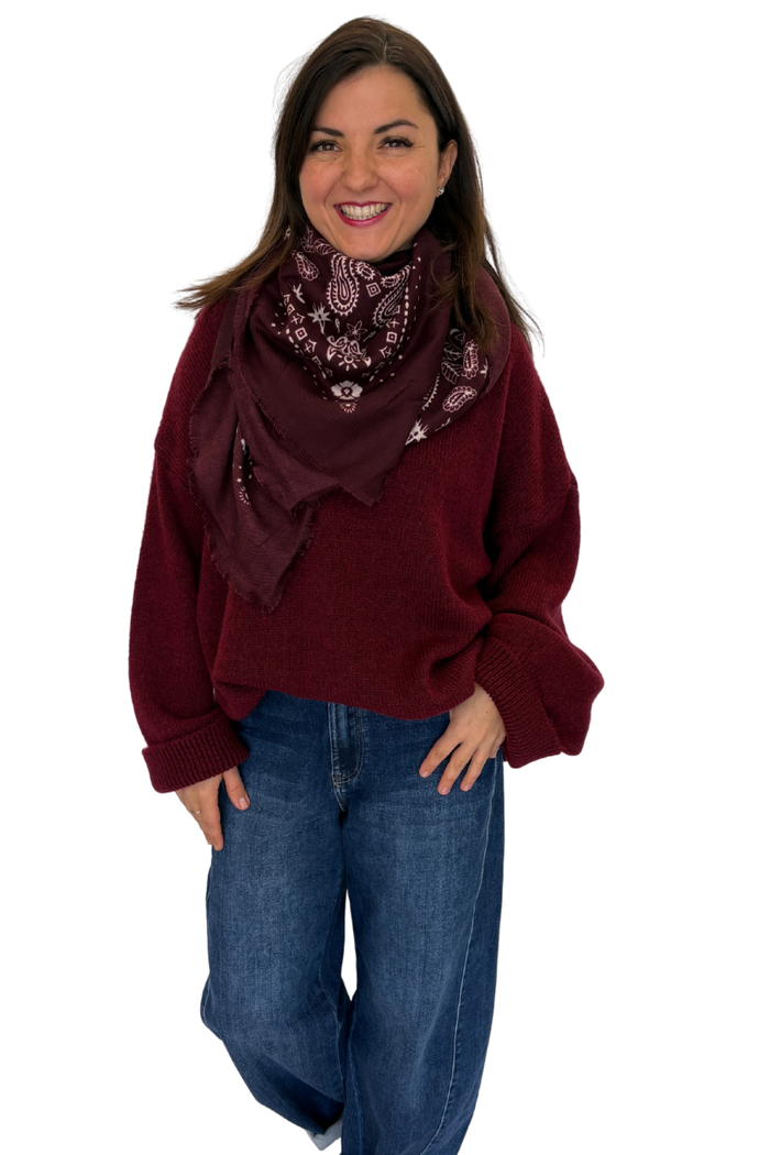Oversize Strickpullover bordeaux, Gr. 38-44