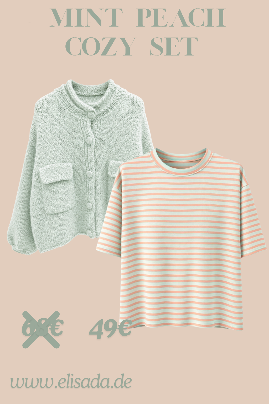 Mint Peach Cozy Set, Gr. 38-44