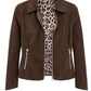 Wendejacke Wildleder Blusenkragen schokobraun, Gr. 36-44