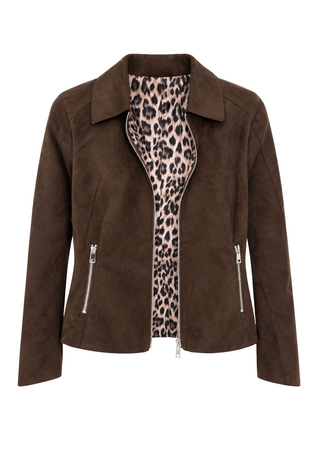 Wendejacke Wildleder Blusenkragen schokobraun, Gr. 36-44