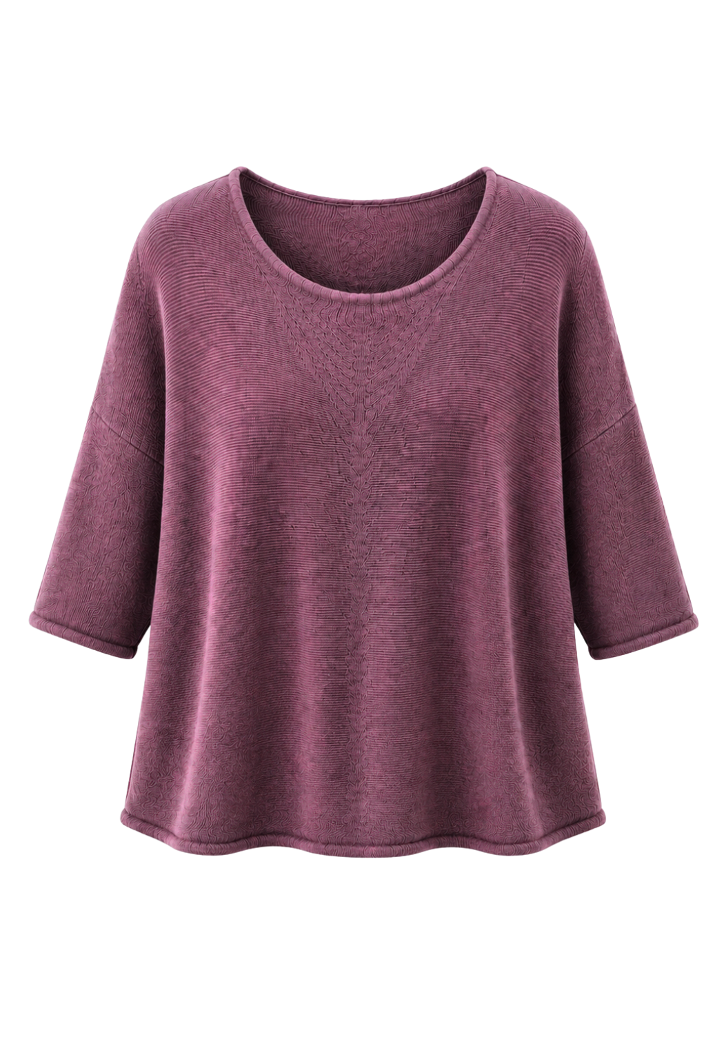 Basic Pullover "Lena" Rundhalsauschnitt  aubergine, Gr. 36-42