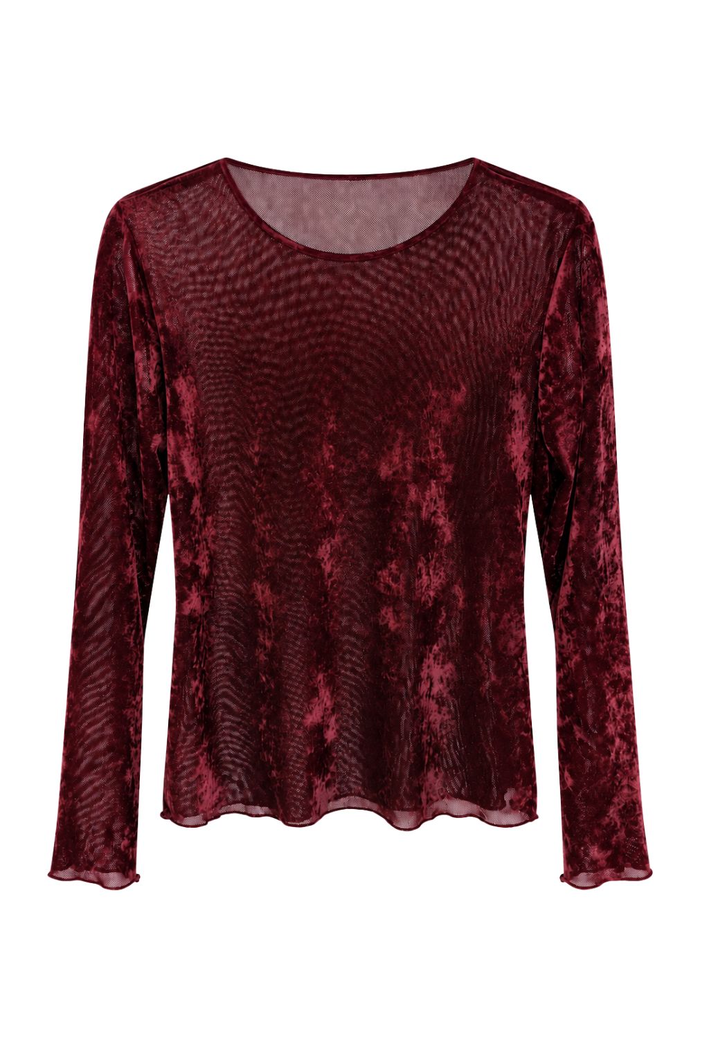 Semi-Transparentes Samt Longsleeve bordeaux, Gr. 36-42