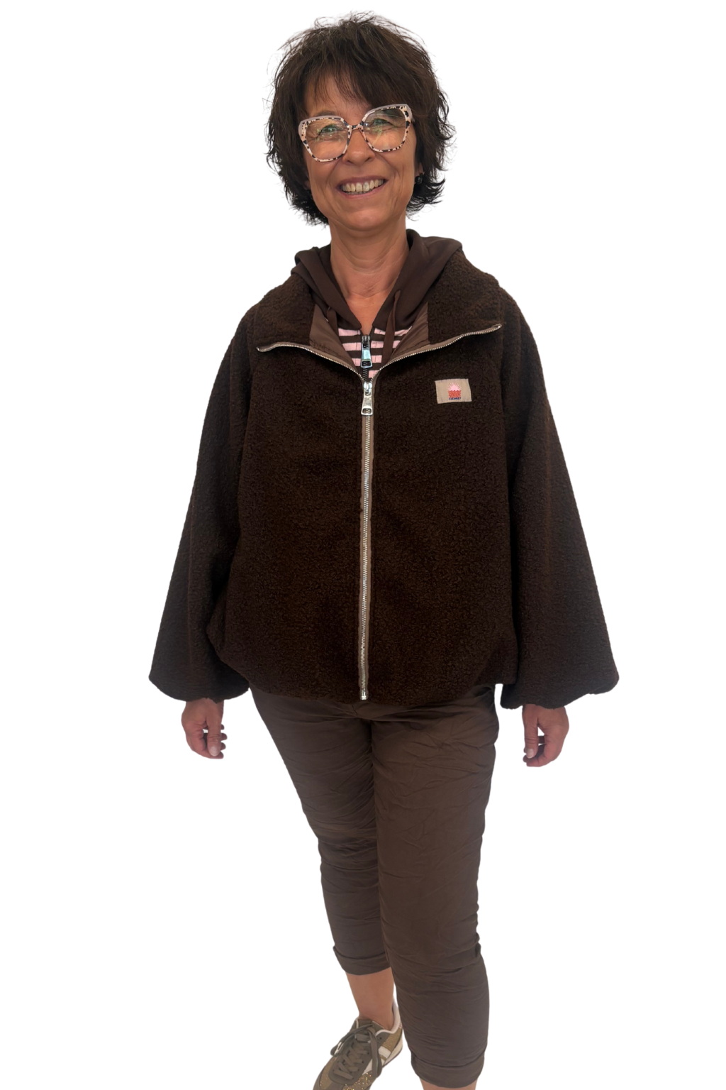 Teddy Jacke Love schokobraun, Gr. 34-42