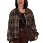 Cropped Karo-Hemdjacke braun, Gr. 34-42