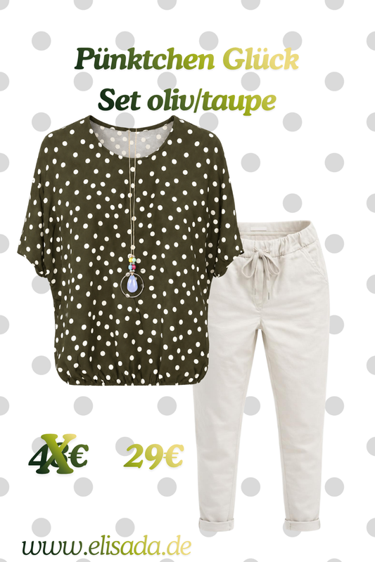 Pünktchen Glück Set oliv/taupe, Gr. 36-42