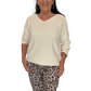 Basic Feinstrickpullover V-Ausschnitt beige, Gr. 36-42