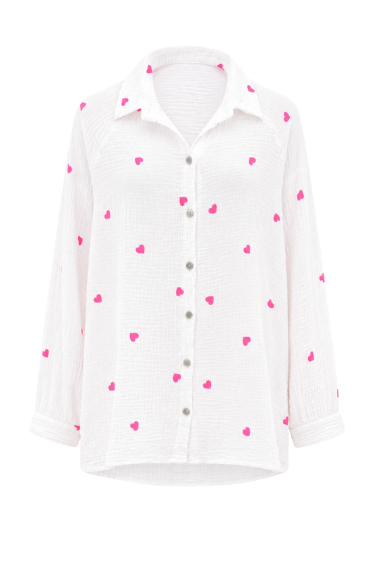 Musselinbluse Herzstück weiß, Gr. 38-44