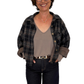 Cropped Karo-Hemdjacke blau, Gr. 34-42