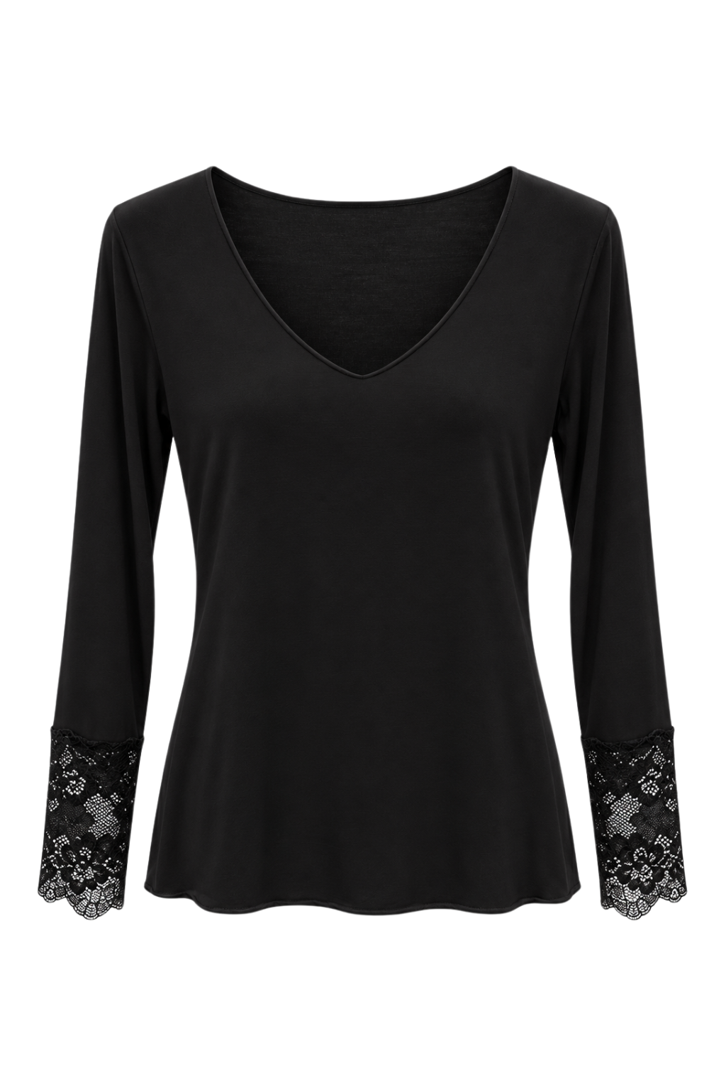 LACE LOVE – Longsleeve mit Spitzendetails schwarz, Gr. 34-38