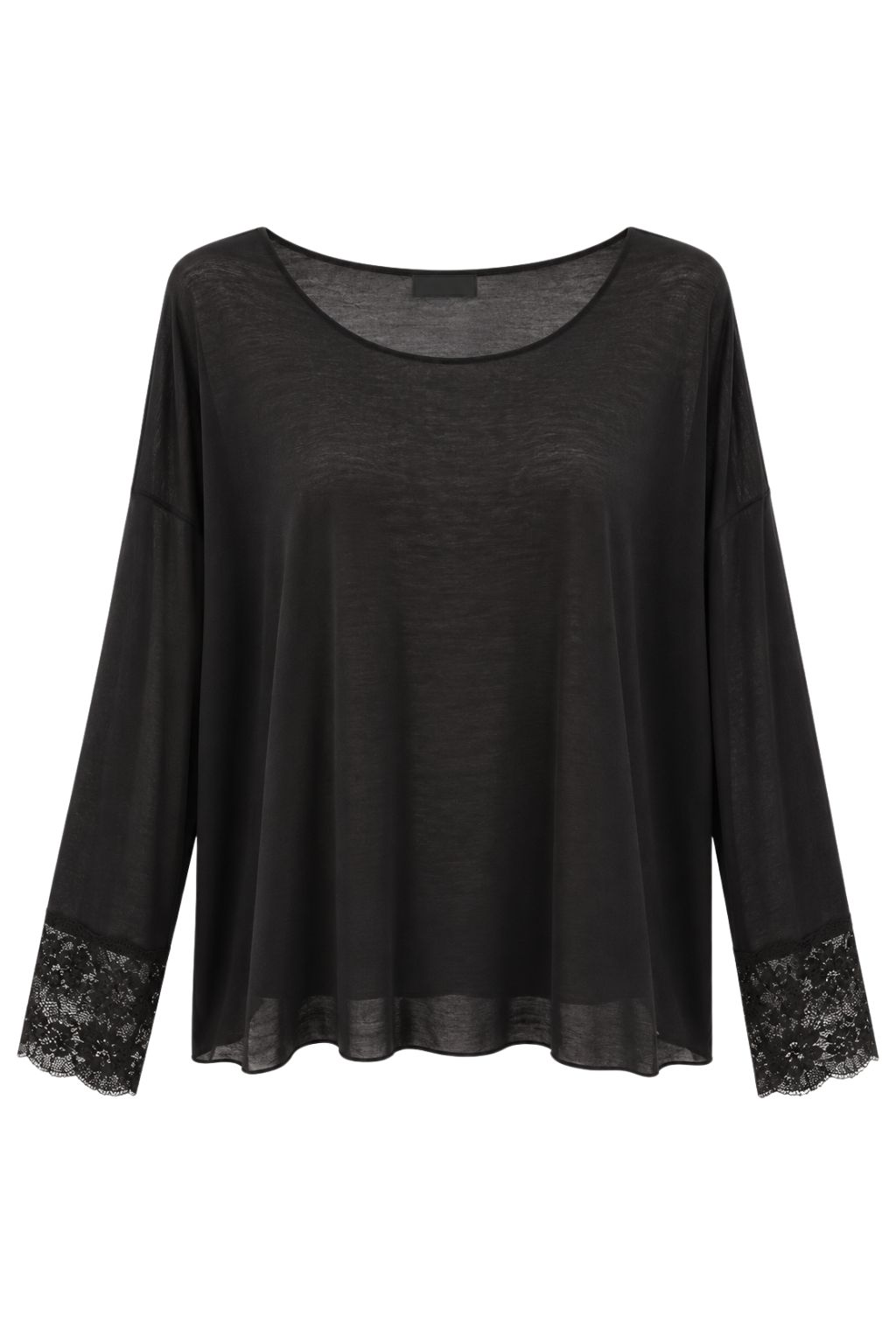 Sheer Romance Longsleeve mit Spitze schwarz, Gr. 38-44