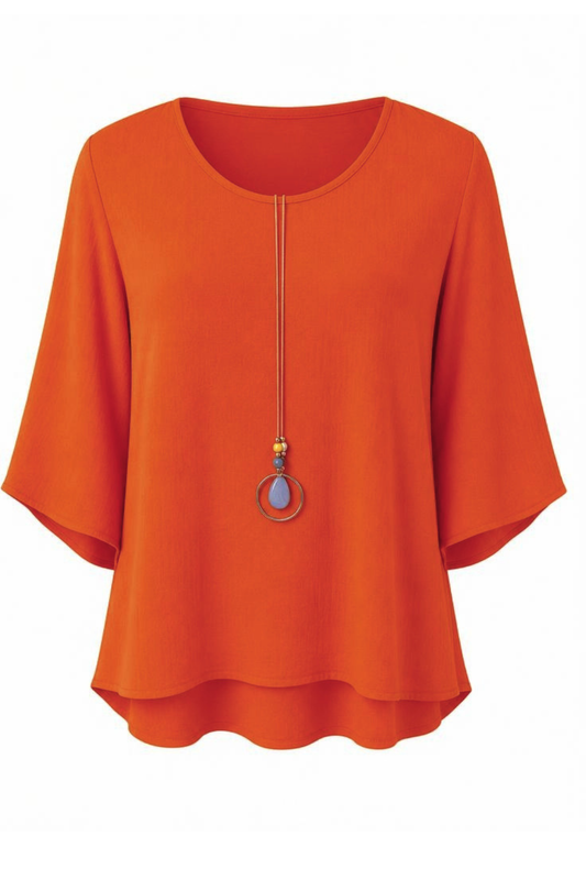 Sommerbluse koralle (mit Kette), Gr. 36-44