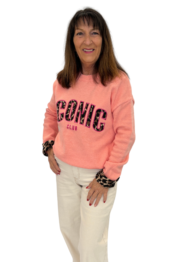 Iconic Club Strickpullover mit Leo-Details, Gr. 34-44