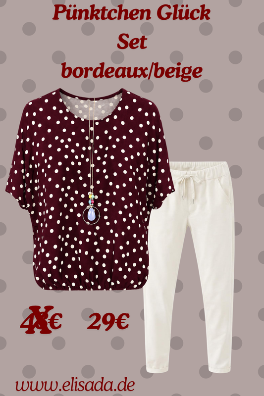 Pünktchen Glück Set bordeaux/beige