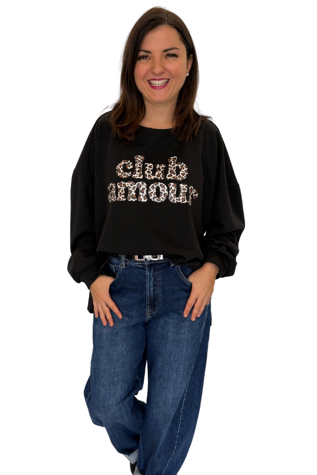 Club Amour Oversize Sweatshirt schwarz, Gr. 36-42