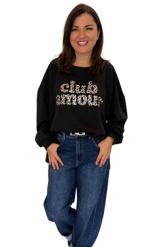 Club Amour Oversize Sweatshirt schwarz, Gr. 36-42