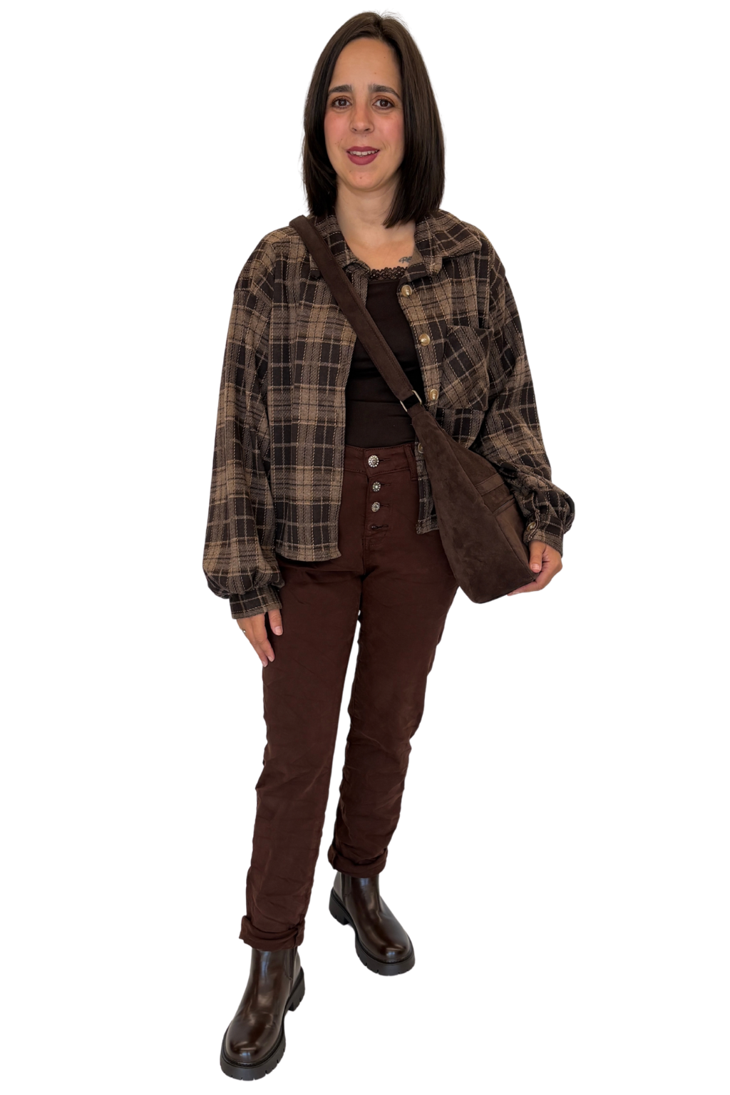 Karostar Button Jeans – schokobraun, Gr. 36-44