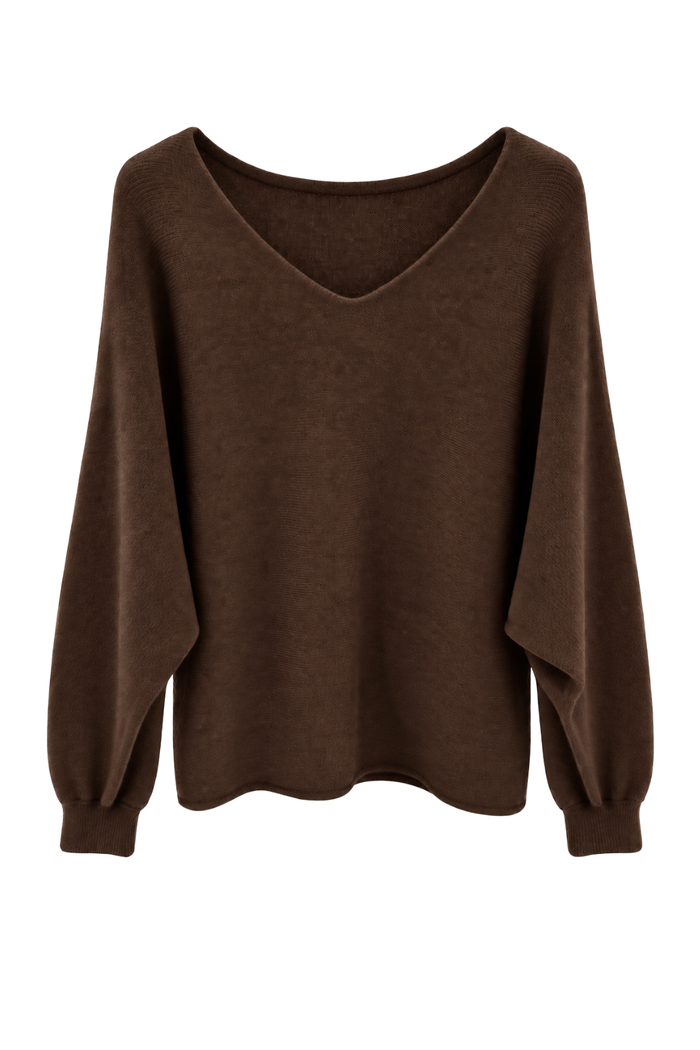 LIVIA – Oversize Feinstrick-Pullover braun, Gr.36-42
