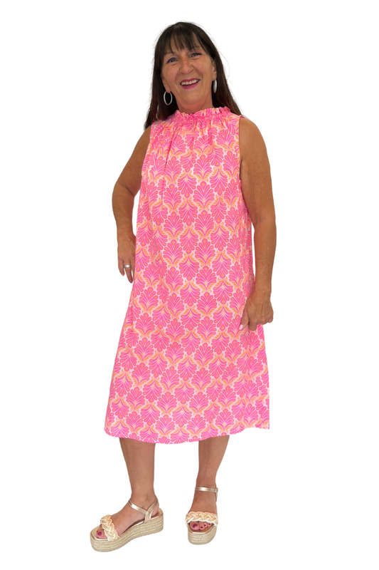 Sommerkleid Ornamente neon, Gr. 38-42